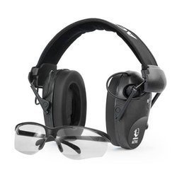 RealHunter - Zestaw aktywnych ochronników słuchu Active PRO z okularami ochronnymi - Czarne