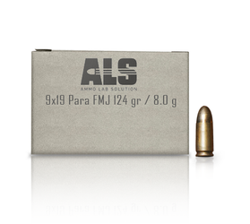 ALS - Amunicja pistoletowa elaborowana 9 x 19 Para FMJ 124 gr / 8.0 g - 250 szt.