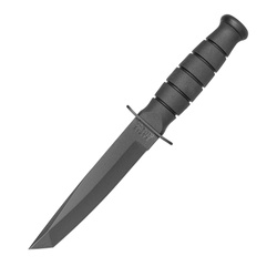 Ka-Bar 1254 - Nóż wojskowy Short Tanto - Czarny - Pochwa skórzana