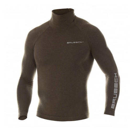 Brubeck - Bluza termoaktywna Ranger Wool - Długi rękaw - Khaki - LS1420M - Bielizna termoaktywna