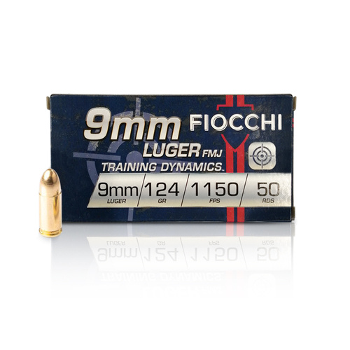 Fiocchi - Amunicja pistoletowa 9x19 Luger Parabellum FMJ 124gr/8.0g - BOX 50 szt. - #709112 - Amunicja pistoletowa