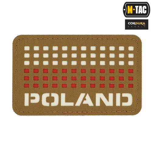 M-Tac - Naszywka Z Flagą i Napisem Poland - Laser Cut - Piksele - Czerwony / Coyote / Biały - 51006105 - Pozostałe