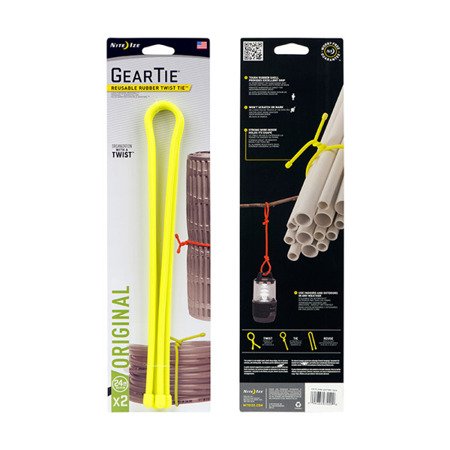 Nite Ize - Elastyczny trok Gear Tie 24" - 2 szt. - Neon Yellow - GT24-2PK-33 - Nite Ize