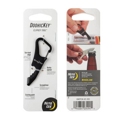 Nite Ize - Karabińczyk z zestawem narzędzi DoohicKey ClipKey Tool - Stalowy - Czarny - KMTCK-01-R3 - Karabinki stalowe