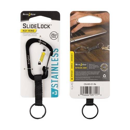Nite Ize - Karabinek SlideLock Key Ring #3 - Czarny - CSLW3-01-R6 - Breloki