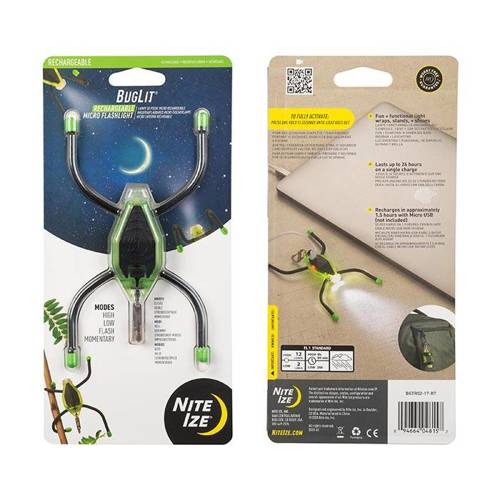 Nite Ize - Latarka akumulatorowa BugLit® - USB - Zielono/Czarna - BGTR02-17-R7 - Latarki akumulatorowe