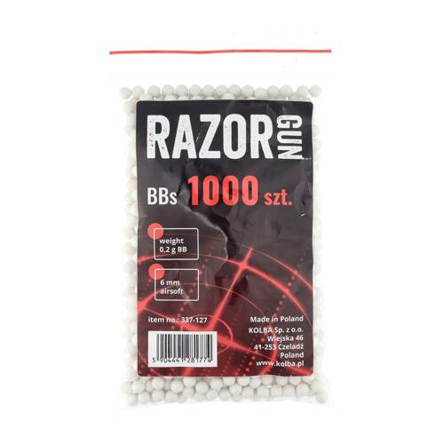 RazorGun - Kulki do ASG - 0,20 g - 200g - Białe - 337-127 - Kulki ASG 0,20 g