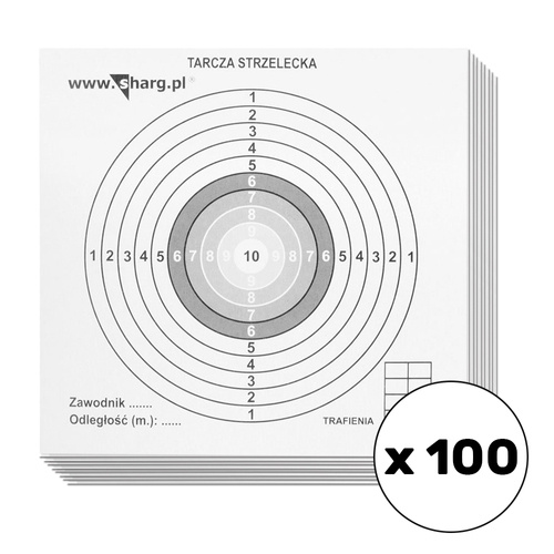 Tarcza strzelecka uniwersalna - 140 x 140 mm - 100 szt - 100-01 - Tarcze