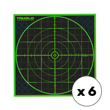 TruGlo - Samoprzylepne tarcze strzeleckie TruSee z zaklejkami - 100 Yard - 305 x 305 mm - Zielone fluorescencyjne - 6 szt. - TG-TG10A6 - Cele i tarcze strzeleckie